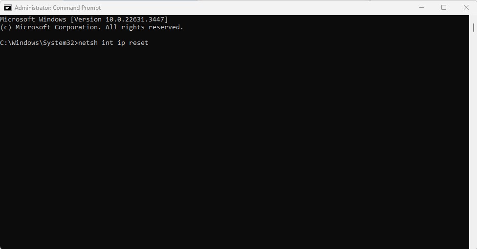 netsh int ip reset
