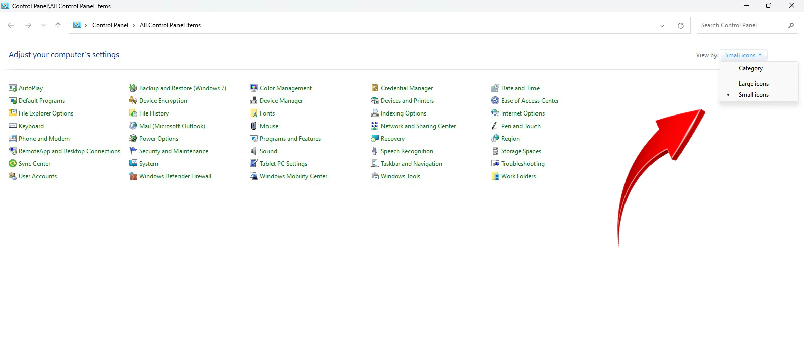 Control Panel Small Icons